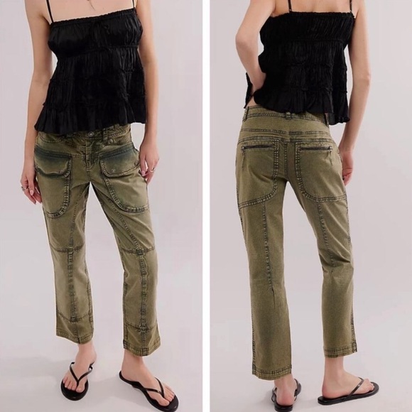 Free People Pants - Free People Olive Cropped Pants